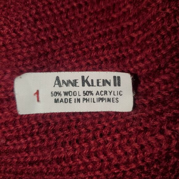 Anne Klein II, Women's Wool and Acrylic Red Winter Hat, Beanie, Dark Brick Red - Picture 2 of 4
